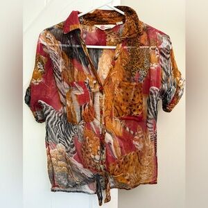 Animal Print Button-Up Shirt